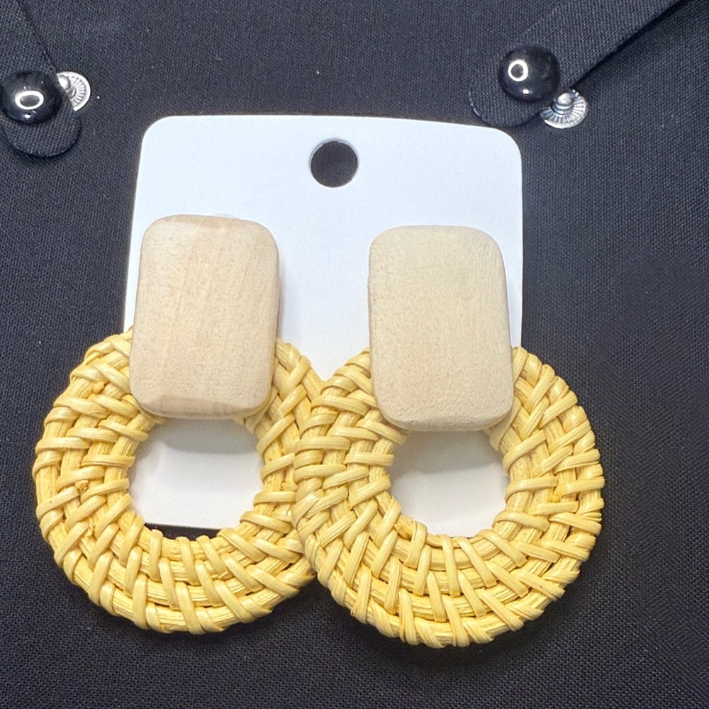 Yellow Woven Earrings
